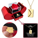 Eternal Rose + Necklace in a Red Apple Jewelry Box